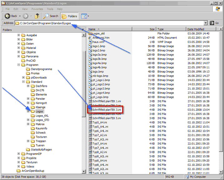 ArCon Standard Installationspfad C:\ArConOpen\Programm\Standard\Logos