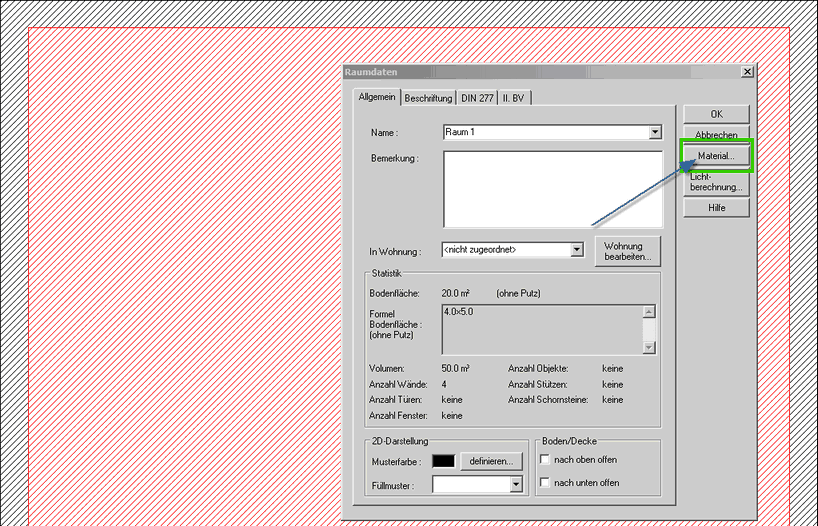 ArCon Konstruktionsmodus | Selektierter Raum m.H. von Doppelklick