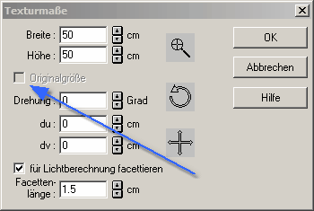 Texturmaße Dialog