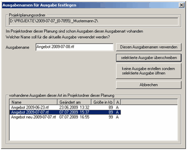 Ausgabenamen festlegen Ausgabenamen festlegen