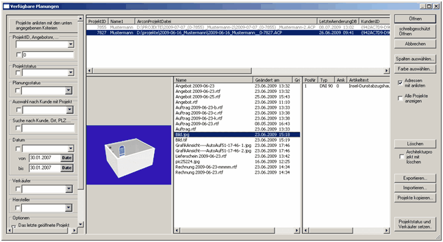 Verfügbare Planungen Verfügbare Planungen