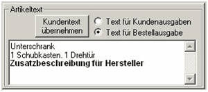 Artikeltext für Bestellausgabe