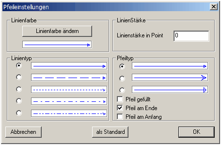 Optionen für Pfeile Optionen für Pfeile