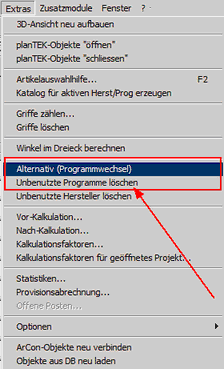 Menü Extras Menü Extras